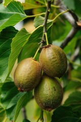 kiwi fruit growing on plant in plantation