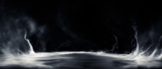 Wall Mural - real smoke exploding outwards with center space. dramatic smoke or fog effect for spooky halloween b