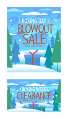 Wall Mural - Boxing Day blowout sale and Boxing Week clearance vector banners collection for Christmas gift shops