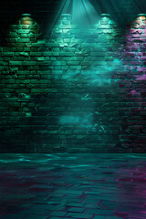 Wall Mural - Green and purple abstract brick wall 