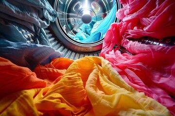 washing colored laundry in the washing machine