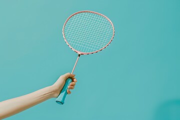 Wall Mural - badminton racket on colored background