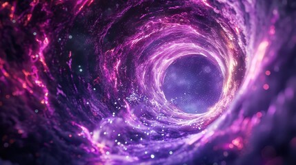 Wall Mural - futuristic quantum portal with pulsating neon purple energy swirling vortex effect against a dark background defocused particles and light streaks add depth and mystery