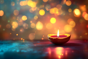 Poster - Clay diya lamps lit during diwali celebration