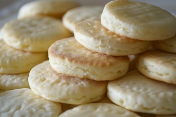 Sticker - Golden brown biscuits cooling on a cooling rack, fresh from the oven