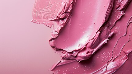 Pink creamy lipstick texture spread on a smooth surface