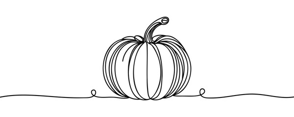 Wall Mural - Continuous one line drawing pumpkin. Farm pumpkins autumn or Halloween concept