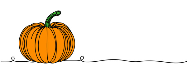 Wall Mural - Continuous one line drawing pumpkin. Farm pumpkins autumn or Halloween concept