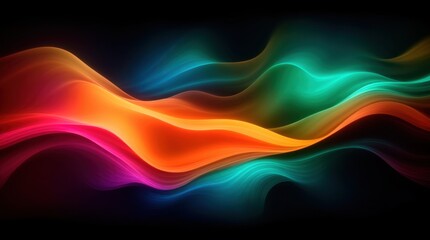 Wall Mural - Colorful digital hues ebb and flow on a darkened canvas