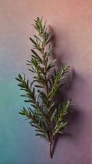 Poster - rosemary leaves on plain colorful pastel background abstract ad concept copy space