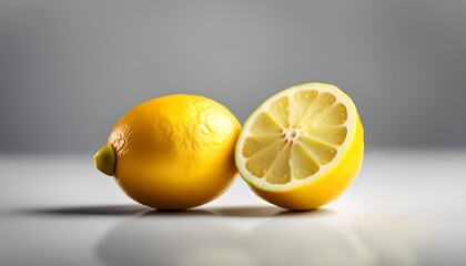 Wall Mural - lemons in a grey isolated background