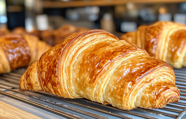 Wall Mural - croissant on table