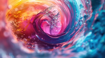 Wall Mural - swirling vortex of vibrant liquid colors within a translucent sphere dynamic fluid motion otherworld