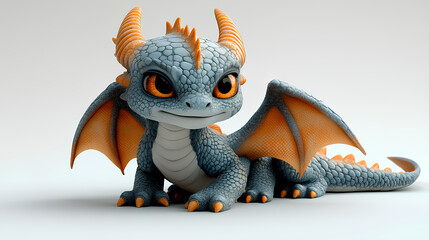 Poster - 3D dragon cartoon character, white background