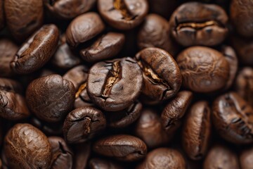 Sticker - Close up image of roasted coffee beans forming a textured background