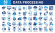 © Awicon - Data processing icon collection set. Simple color fill vector.