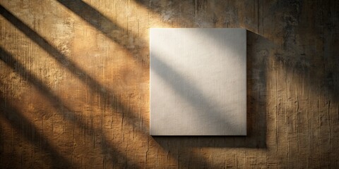 Empty canvas hanging on aged textured wall with dramatic shadows, art, blank, canvas, empty, textured, wall, shadow