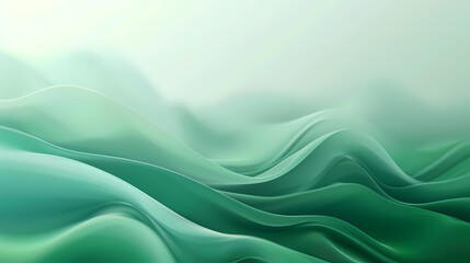 Wall Mural - Abstract green waves with a soft, dreamy feel. The gradient from light to dark green adds depth and dimension to the image.