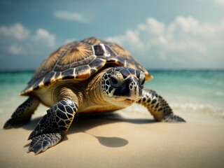 Little Sea Turtle Cub on beach