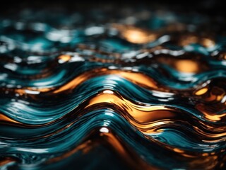 Wall Mural - Metallic abstract wavy liquid background