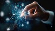 © SSTC AI Photo&Video - A hand interacts with a digital network interface, illustrating the concept of technology and data connectivity in a futuristic setting..