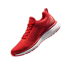 A red running sneaker isolated on transparent background