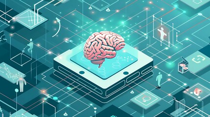 Wall Mural - ai technology a human brain connection.