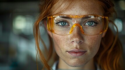 Wall Mural - A person using protective eyewear while working in a lab, ensuring personal safety