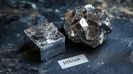 Lithium rocks with label. 