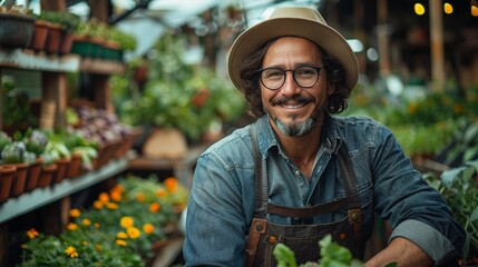 Wall Mural - A gardener proudly showing off their beautiful garden