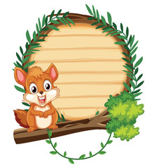 Sticker - Cute Squirrel with Wooden Sign