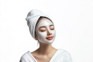 Wall Mural - Beauty Asian women spa skin healthy on 100% isolate white background.