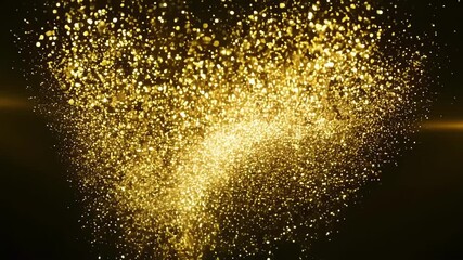 Canvas Print - Glittering golden particles form an enchanting light display against a dark backdrop, captivating viewers with mesmerizing movement.