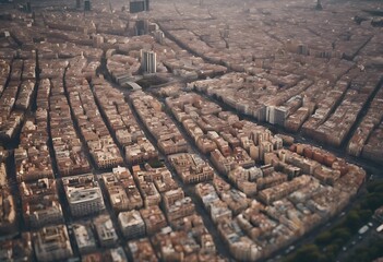 city Spain aerial Barcelona An shot Sky Summer Travel Construction Building Architecture Street Modern Buildings Europe Urban Cityscape Skyscraper Spanish Downtown Tower L