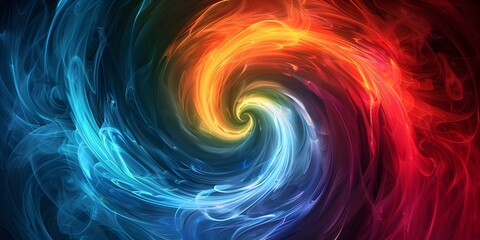 Poster - Captivating Colorful Energy Vortex with Swirling Spirals of Blue Red and Green Creating a Lively and Engaging Abstract Digital Background