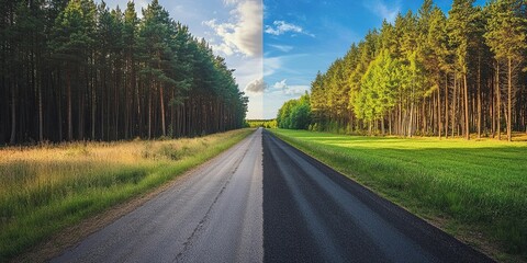 Canvas Print - A Divided Road Through A Forest