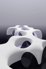 Poster - Abstract White Structure with Circular Openings