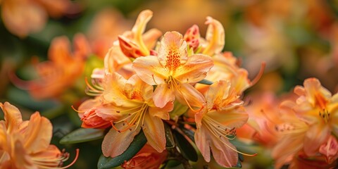 Poster - Flowering Orange and Yellow Rhododendron Flame Azalea Klondyke