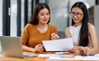 © David - Teamwork meeting, business people in office workplace. Collaboration, technology and workers, women or employees with touchscreen planning sales, research or financial strategy in company
