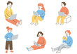© きなこもち - Set of people working on computers at work_Color