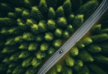 forest asphalt ecology road Top green travel view Aerial healthy environment going trip adventure Ecosystem car Nature Highway Eco Mountain Asp