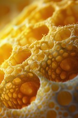 Wall Mural - Close-up of a porous, honeycomb-like surface. AI.