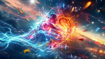 Wall Mural - Abstract Cosmic Being Surrounded by Energy.