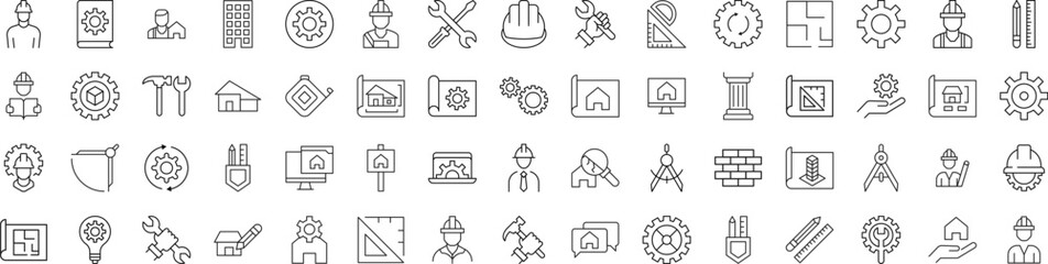 Wall Mural - collection of signs of builder, engineer, repair and renovation. suitable for books, stores, shops. 