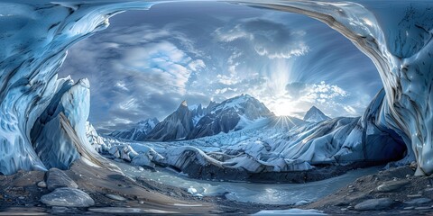 Wall Mural - Panorama of a breathtaking glacier carving through mountains