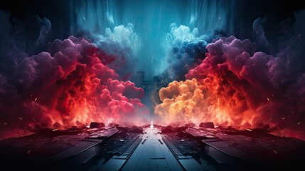 Canvas Print - abstract video game of scifi gaming red blue vs e-sports backgound  