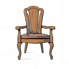 Wall Mural - a cartoon drawing of a wooden chair with a brown seat.