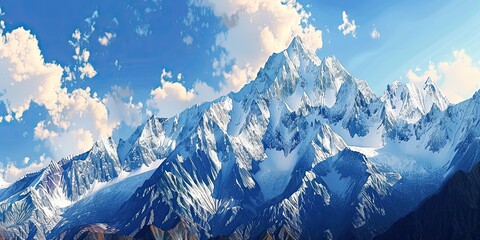 Wall Mural - panorama of a majestic mountain range with snow-capped peaks