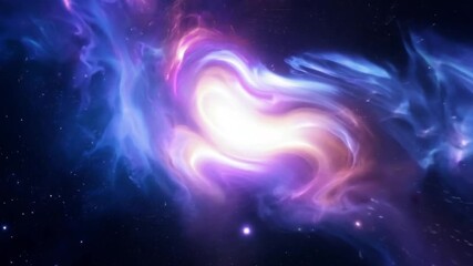 a cosmic scene resembling a nebula or galaxy with patterns of bright light and dark space rotating f