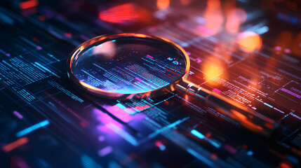 a detailed it security risk assessment concept depicted with a magnifying glass focused on a documen